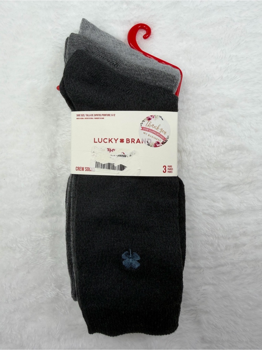 Lucky Brand Men's 3-Pack Crew Socks in Black and Gray